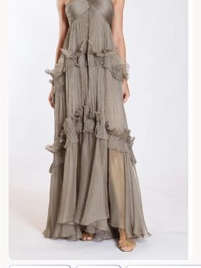 Never worn - Tiered Ruffle Maxi Dress in Taupe